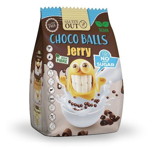 შოკოლადის ბურთულები უგლუტენო უშაქრო 375გ Gluten-Free Choco Balls No Added Sugars 375g Jerry Gluten Out