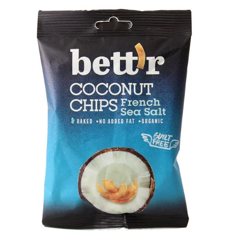 ქოქოსის ჩიფსები ფრანგული ზღვის მარილით 40გ Coconut Chips With French Sea Salt 40g Bettr