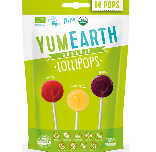 ორგანული ჯოხიანი კანფეტი მჟავე ხილის არომატით (14 ცალი)