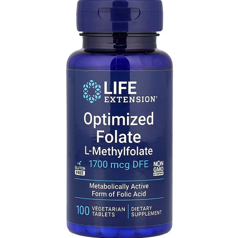 Life Extension, Optimized Folate, 1700 mcg DFE, 100 Vegetarian Tablets
