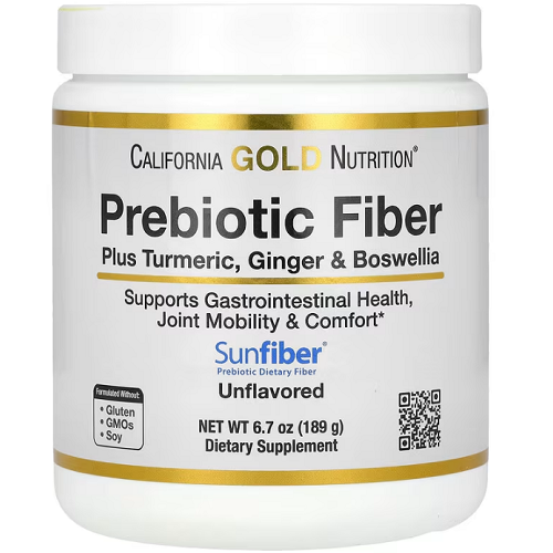 California Gold Nutrition, Prebiotic Fiber Plus Turmeric Extract, Organic Ginger Extract and Boswellia Extract (189g)