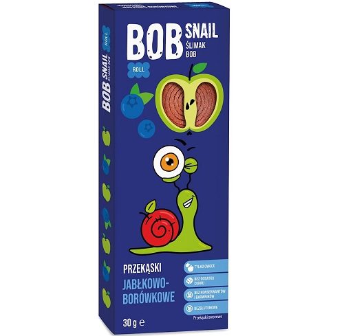 ხილის როლები (ტყლაპი) ვაშლი-მოცვი 30გ Fruitt Rolls Apple-Blueberry 30g Bob Snail