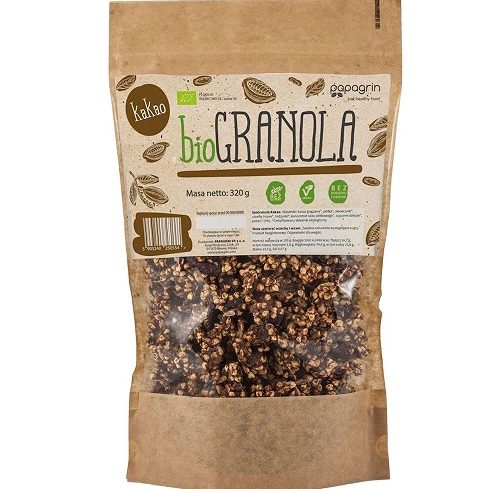 გრანოლა კაკაოთი უგლუტენო უშაქრო, ორგანული 320გ Granola With Cocoa Without Added Sugar, Gluten-free, Organic 320g Papagrin