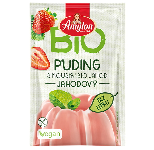 მარწყვის პუდინგი ორგანული უგლუტენო 40გ Organic Gluten-Free Strawberry Pudding 40g Amylon